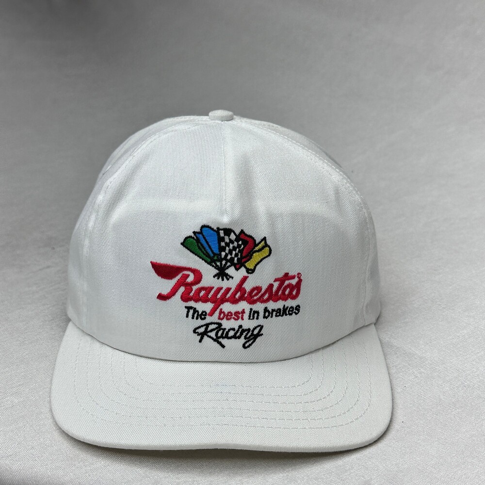 Vintage Raybestos White Snapback Baseball Cap Racing Logo